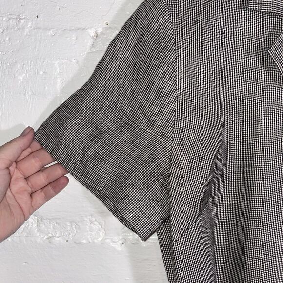 Vintage Irish Linen Check Shirt Dress Size 10 Y2K Button Front Belted Talbots - Picture 5 of 12